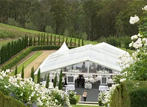 Garden marquee with clear roof
