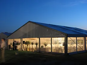 Marquee with clear walls & lighting